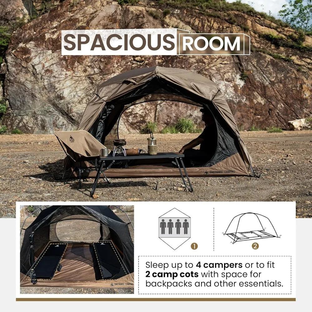 4 Person Camping Tent – 3 Season Family Shelter, Easy Setup Backpacking Tent, 5000mm Waterproof Bottom and Floor Mat Included