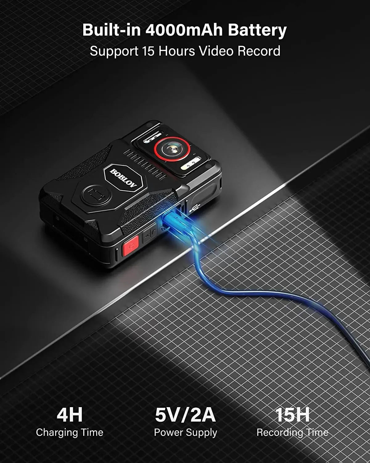 BOBLOV M7 Pro 4K GPS Body Camera with 256GB Storage & 15-Hour Battery