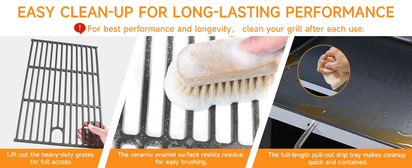 Dual Fuel Gas & Charcoal Grill with Side Burner – 3+1 Burners, 40,000 BTU, 713.5 Sq. In. Cooking Area