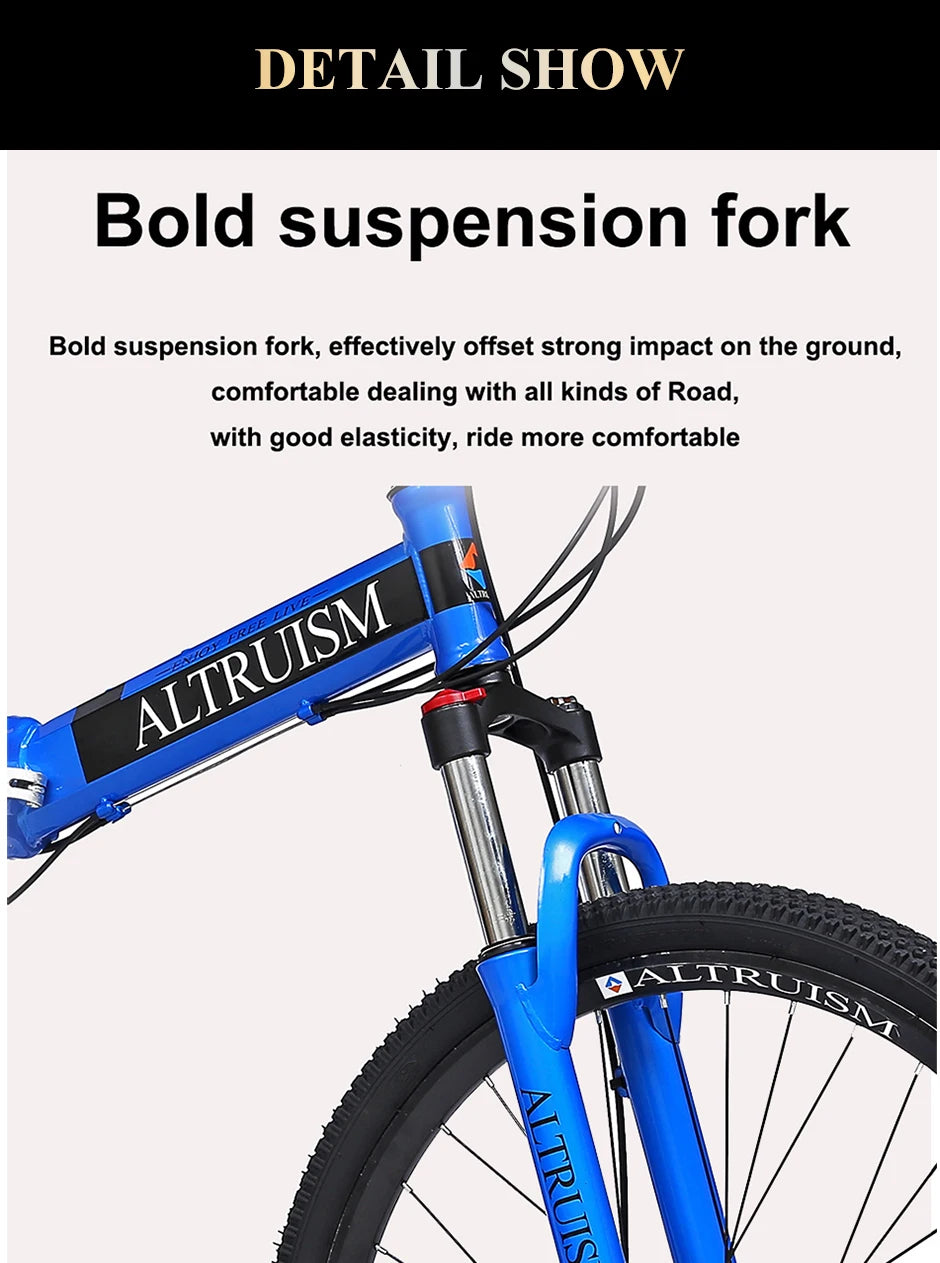 26 Inch Mountain Bike for Men & Women, 21 Speed Dual Suspension Adult Bicycle with Adjustable Disc Brake High Carbon Steel Frame