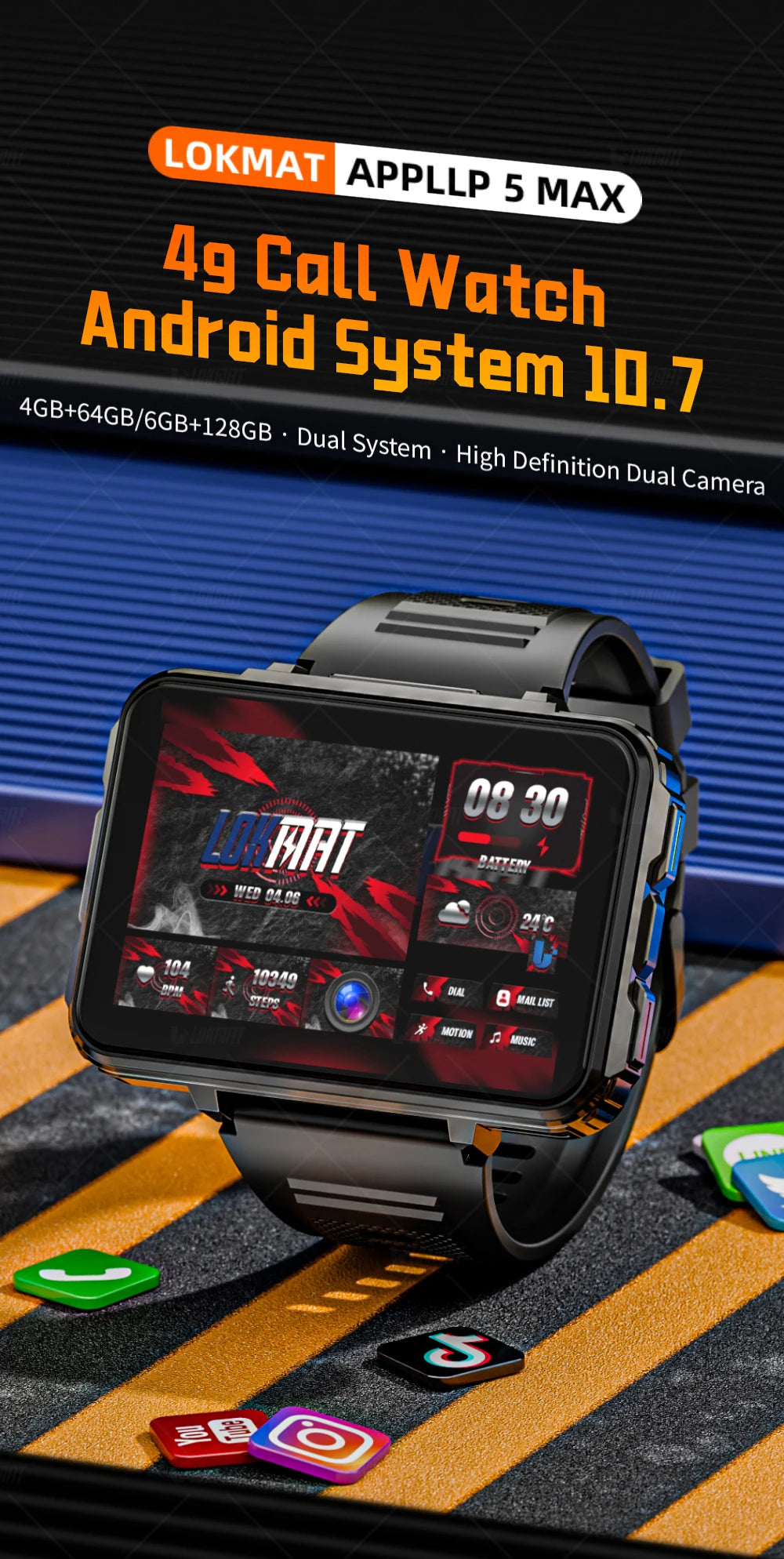 LOKMAT APPLLP 5 MAX Smart Android Watch Phone