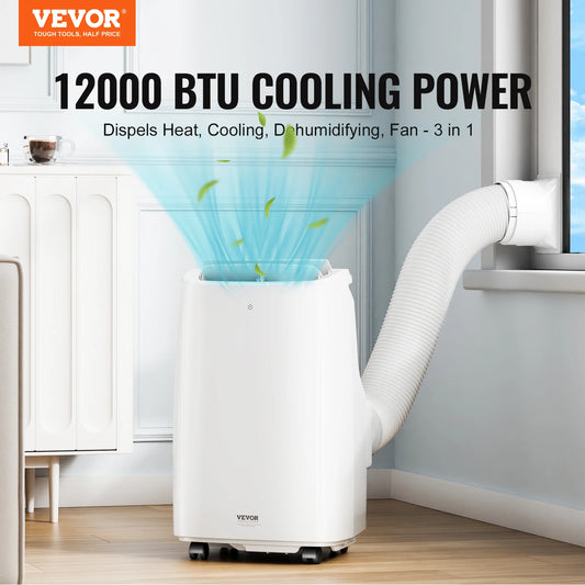 VEVOR 12,000 BTU Portable Air Conditioner – 3-in-1 Cooling, Dehumidifier & Fan for 550-700 Sq. Ft.