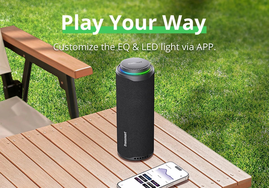 Tronsmart T8 Bluetooth Speaker – 40W Outdoor Portable Speaker with Deep Bass, 360° Sound, SoundPulse®, IPX7 Waterproof, APP Control & LED Light Modes