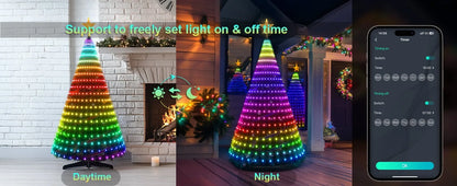 7FT 400LEDs Smart LED Dynamic RGB Color App Music Sync Timer Christmas Tree Lights