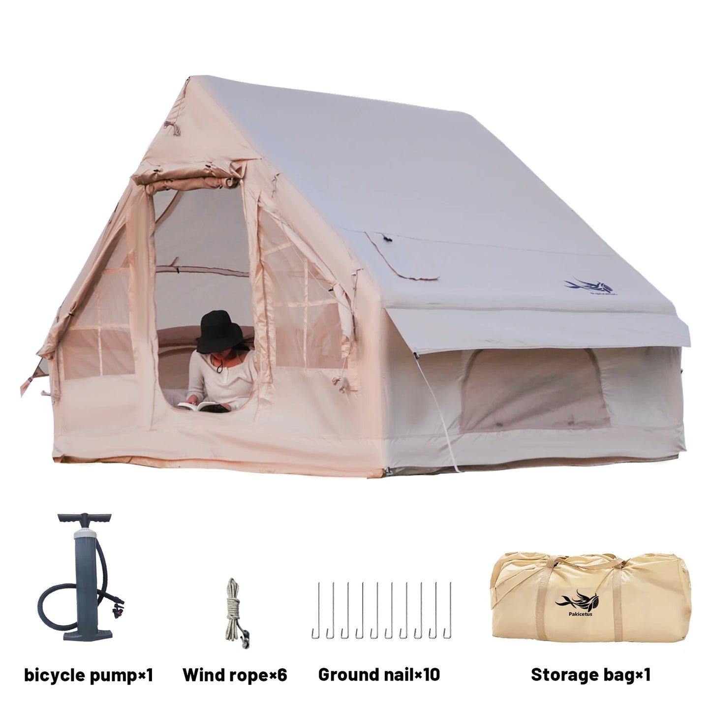 Inflatable Glamping Tent Luxury Air Tent for Camping with Stove Jack (4–8 Person)
