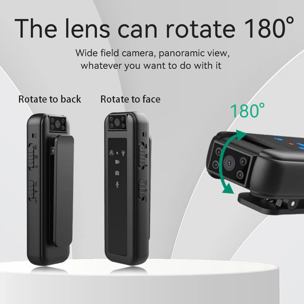 Mini HD 1080P Body Camera with Night Vision & 180° Rotating Lens
