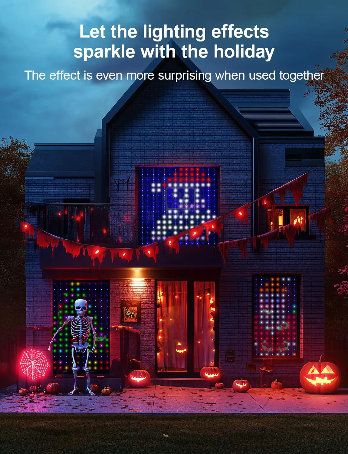 LED RGB Controlled Text Programmable Music Sync Remote Smart App String Fairy Lights Curtain