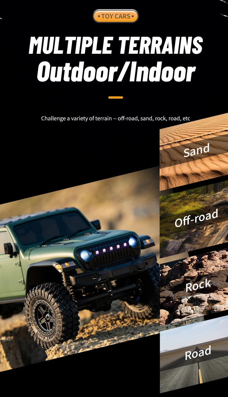 C8801 1:18 RC Climbing Jeep – 4WD Off-Road Rock Crawler with Lights, 2.4GHz Remote, 370 Motor & Simulation Body