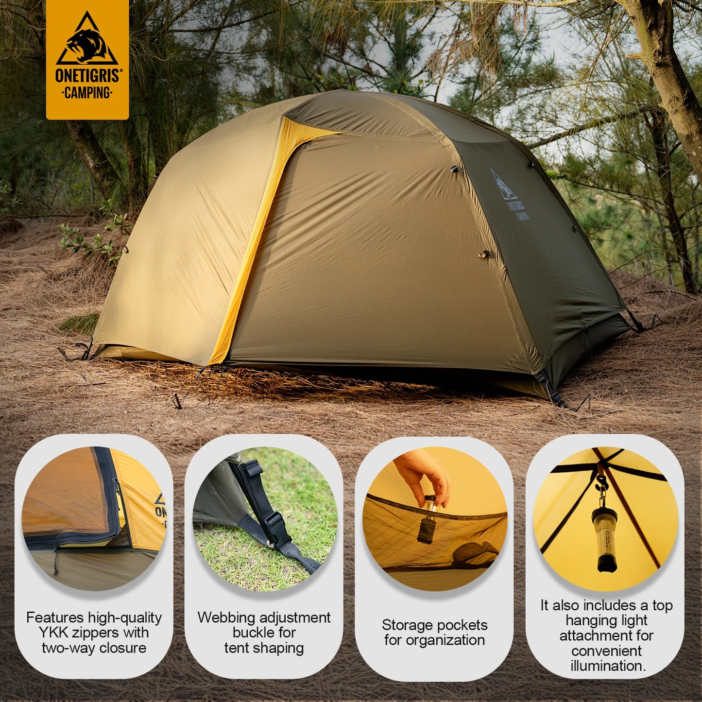 OneTigris STELLA 4 Season Camping Tent – Lightweight Waterproof Backpacking Tent for 1-2 Person Outdoor Adventures