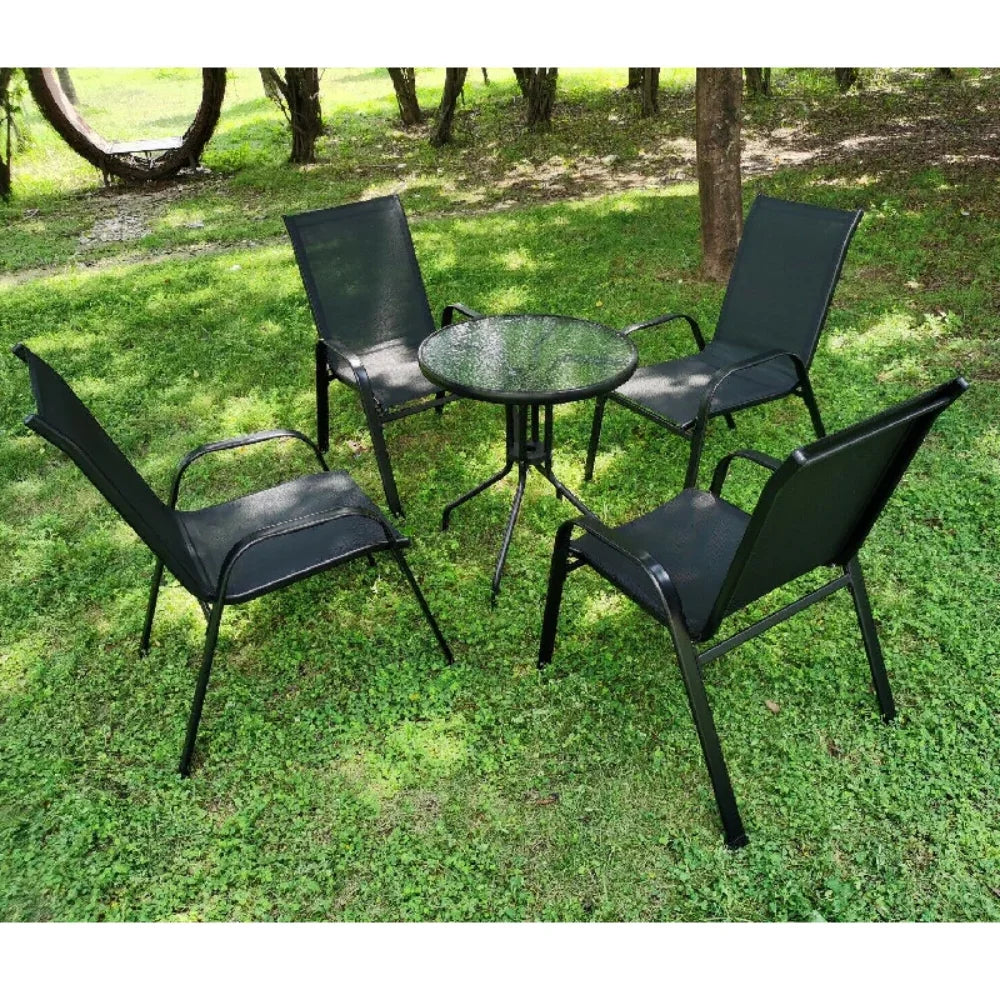 4PCS Outdoor Garden Chairs – Stackable Patio Seating Set