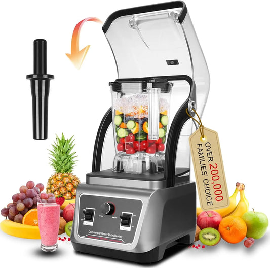 Commercial Quiet Blender with Soundproof Shield, 2200W Professional High-Speed Blender, 70oz Large Capacity Smoothie & Ice Crushing Blender