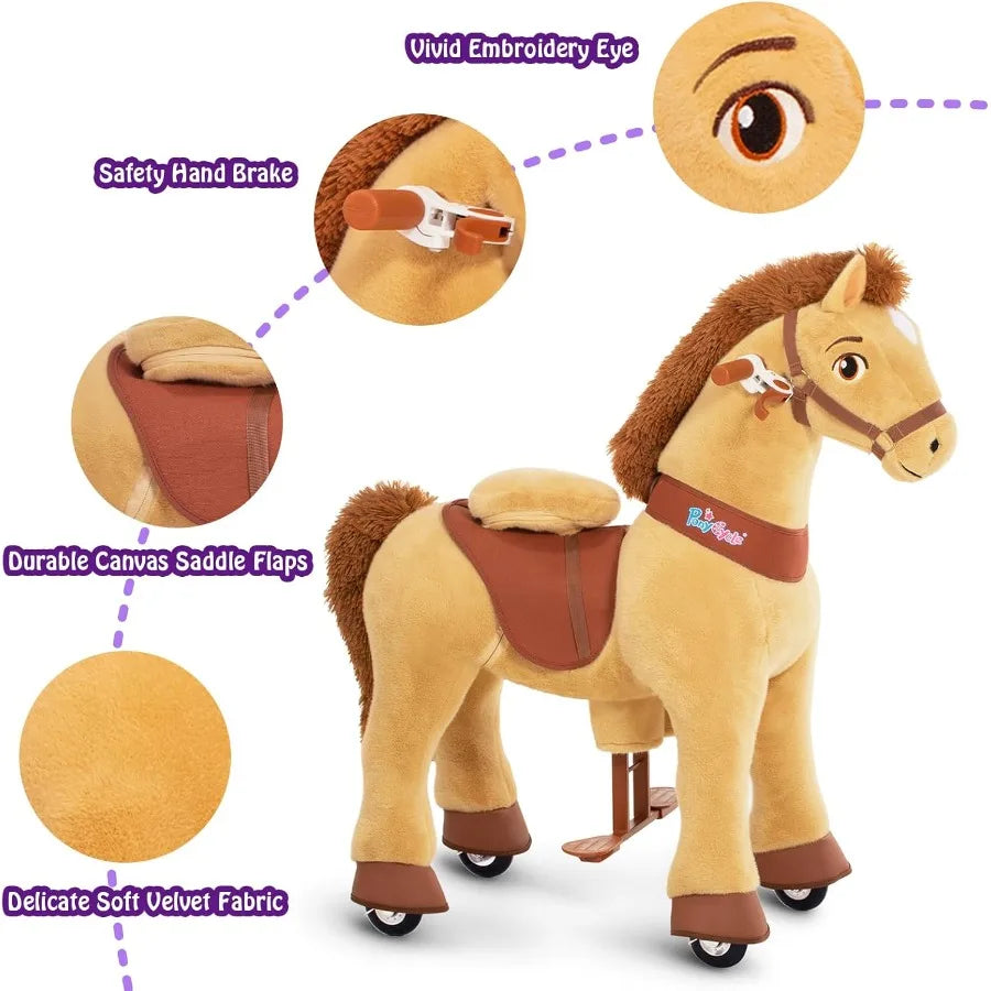 PonyCycle Ride-On Horse Toy – Plush, No Battery, Kid-Powered Pony Ride for Ages 3–4