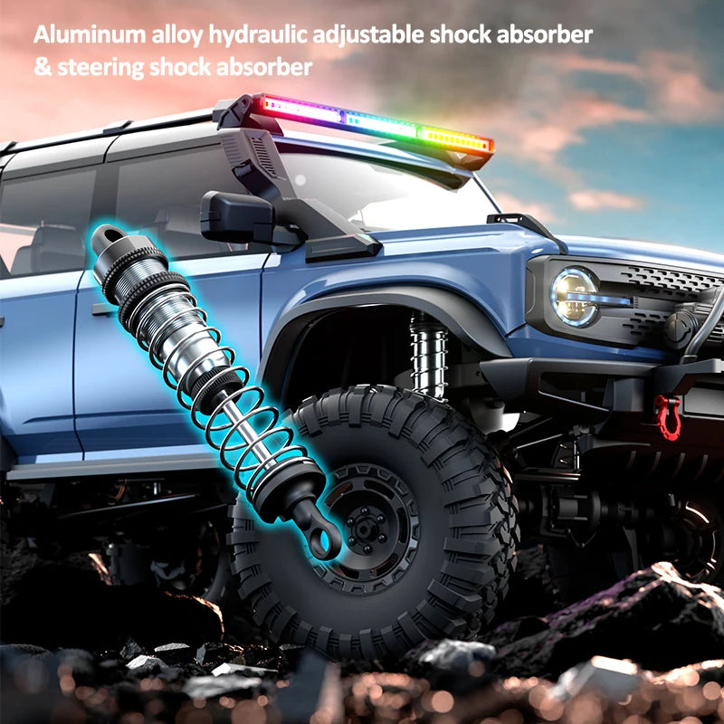 1/10 HB RC Crawler 4WD RTR Rock Off-Road Vehicle – Metal Gears, LED Lights, 2-Speed, Remote Control Truck for Adults