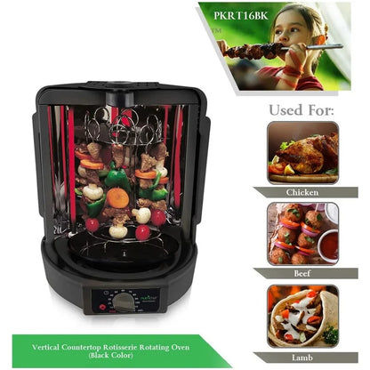 Vertical Rotisserie Oven Roaster Shawarma Kebab Machine Skewer Rack Cooking Basket Tower Healthy Countertop Cooking with