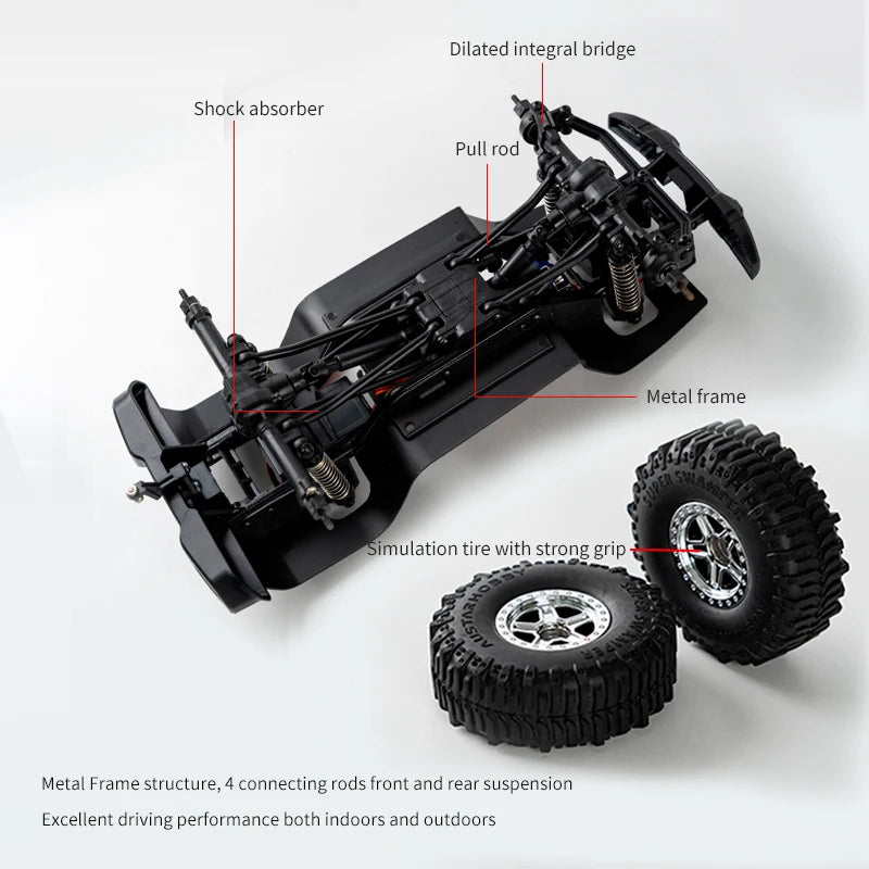 C8801 1:18 RC Climbing Jeep – 4WD Off-Road Rock Crawler with Lights, 2.4GHz Remote, 370 Motor & Simulation Body
