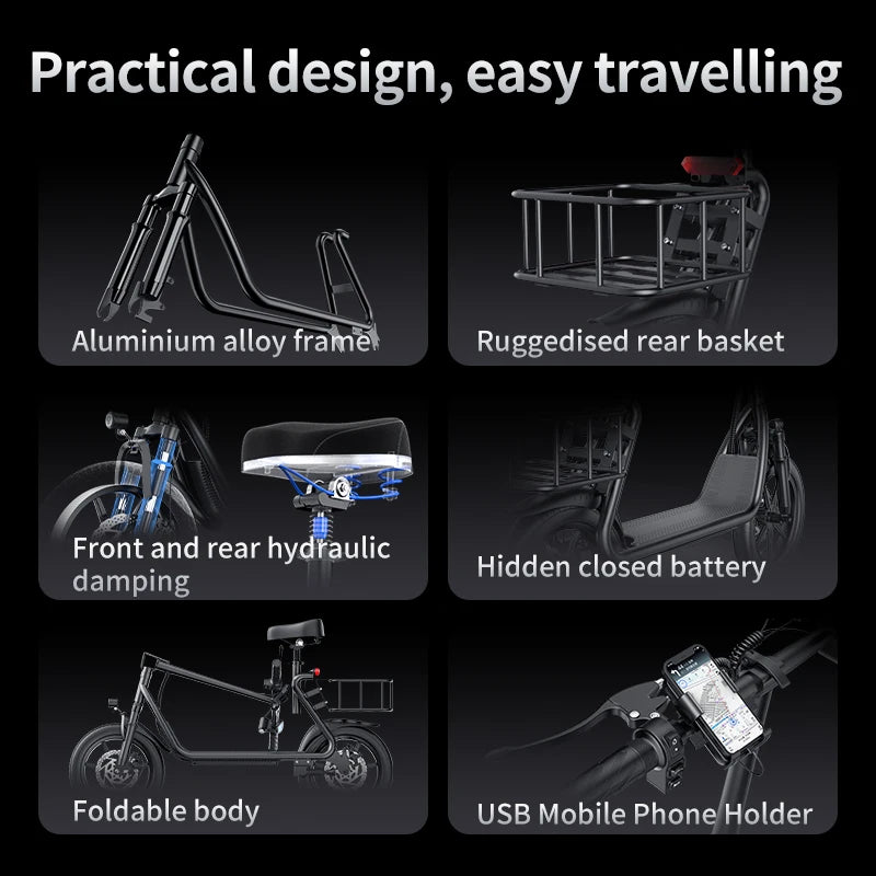 SBS/ESBSPRO 500W Electric Scooter for Adults – 48V Battery, 28-Mile Range, 14" Tires, Foldable with Seat & Rear Basket