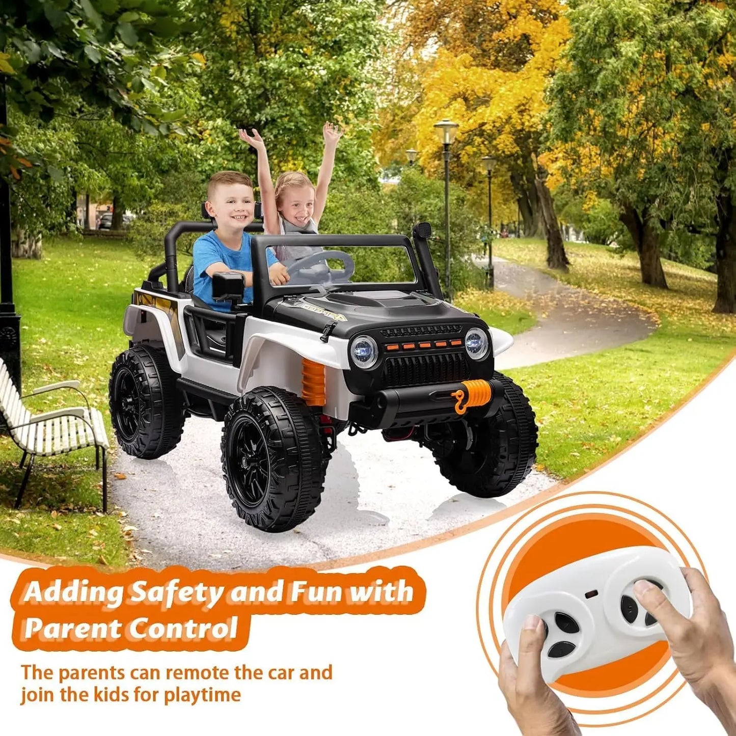 24V 2-Seater Kids Ride-On Truck with Remote Control – 4×55W Motors, 4WD Suspension, LED Lights & Bluetooth – Up to 220lbs Load