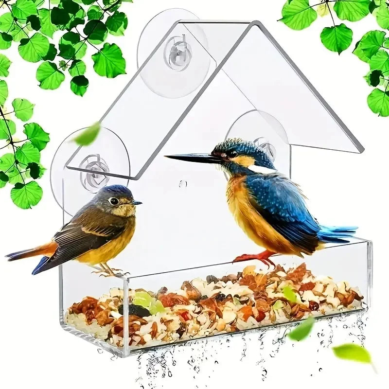 Transparent Window Bird Feeder with Strong Suction Cups for Wild Birds