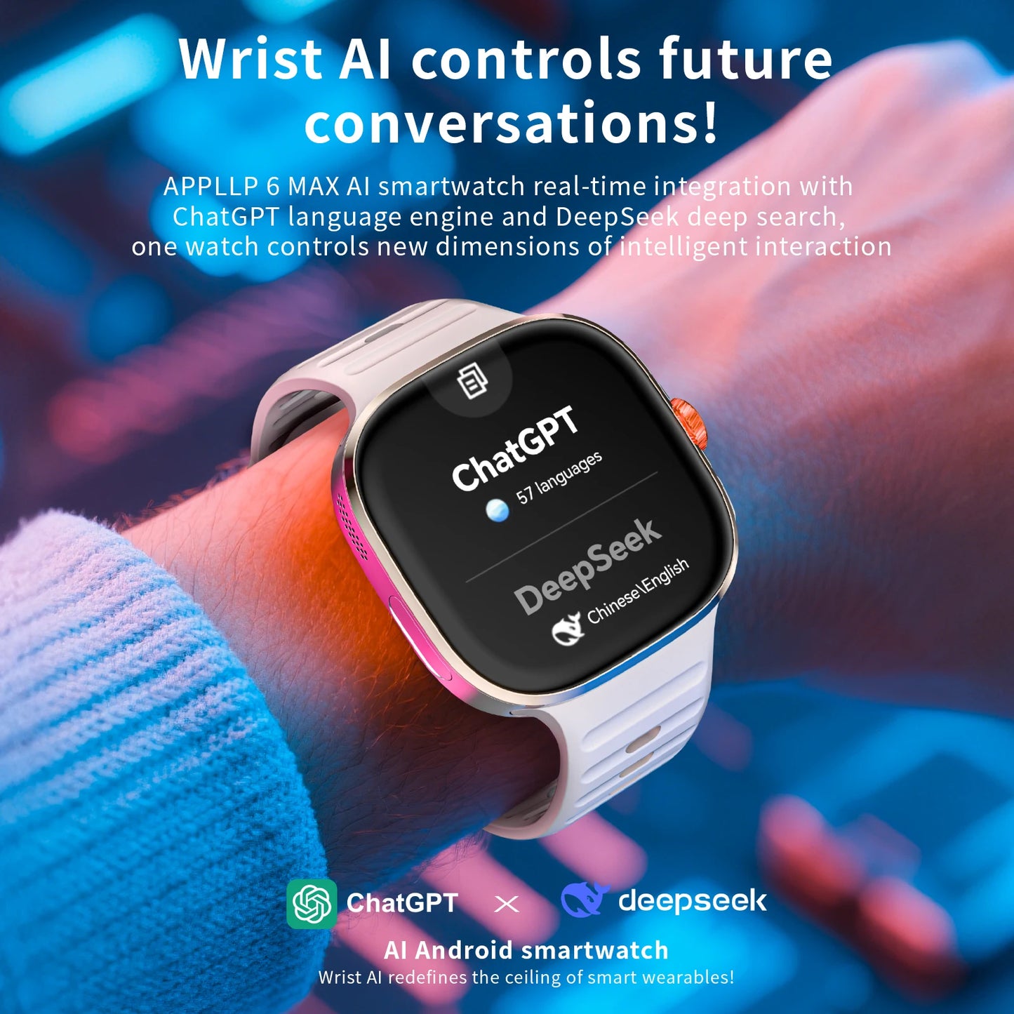 LOKMAT APPLLP 6 MAX – Android Smart Watch Phone | 2.16-Inch AMOLED Display | 4G/5G SIM | Rotating Camera | AI ChatGPT Integration