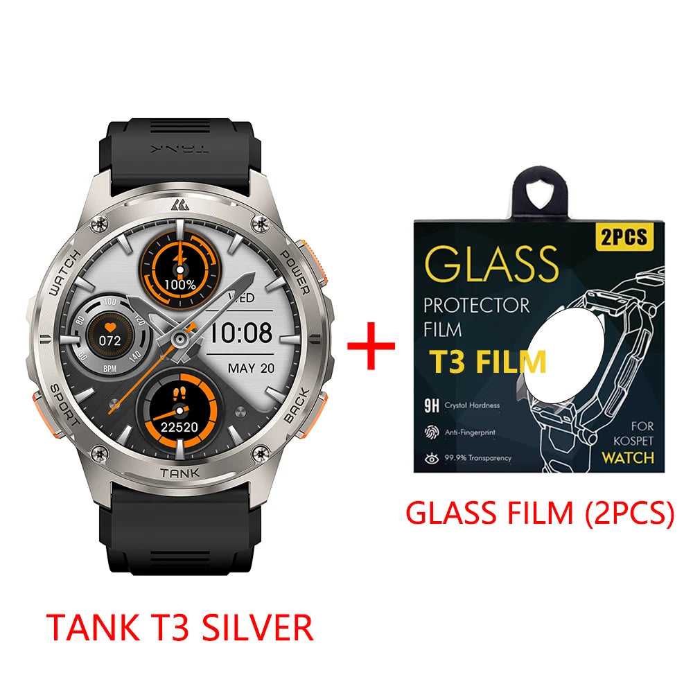 KOSPET TANK T3 Smartwatch – Military Grade, AMOLED Display, 5ATM + IP69K Waterproof