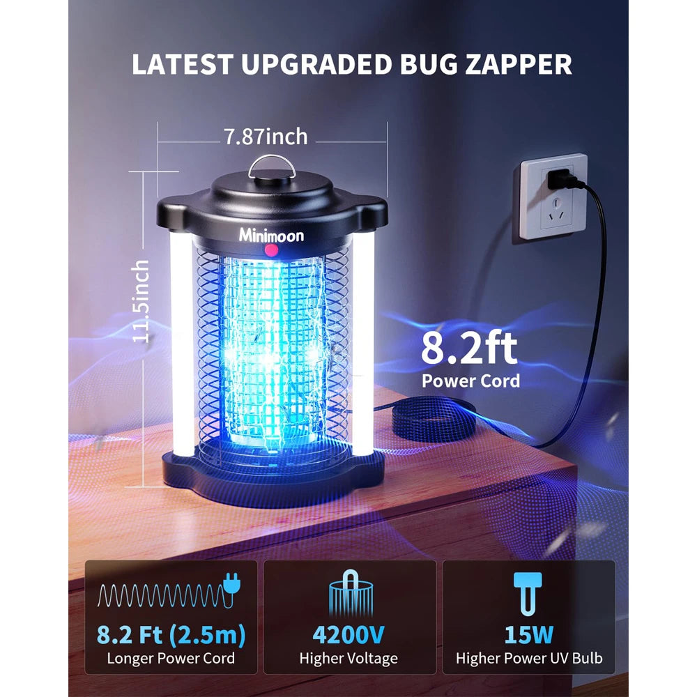 Minimoon Bug Zapper Outdoor Mosquito Zapper with Dual LED Light 4200V Electric Fly Trap