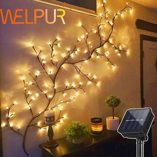 96 LED Solar Tree & Vine Wall Lamp – DIY Warm White Fairy Lights