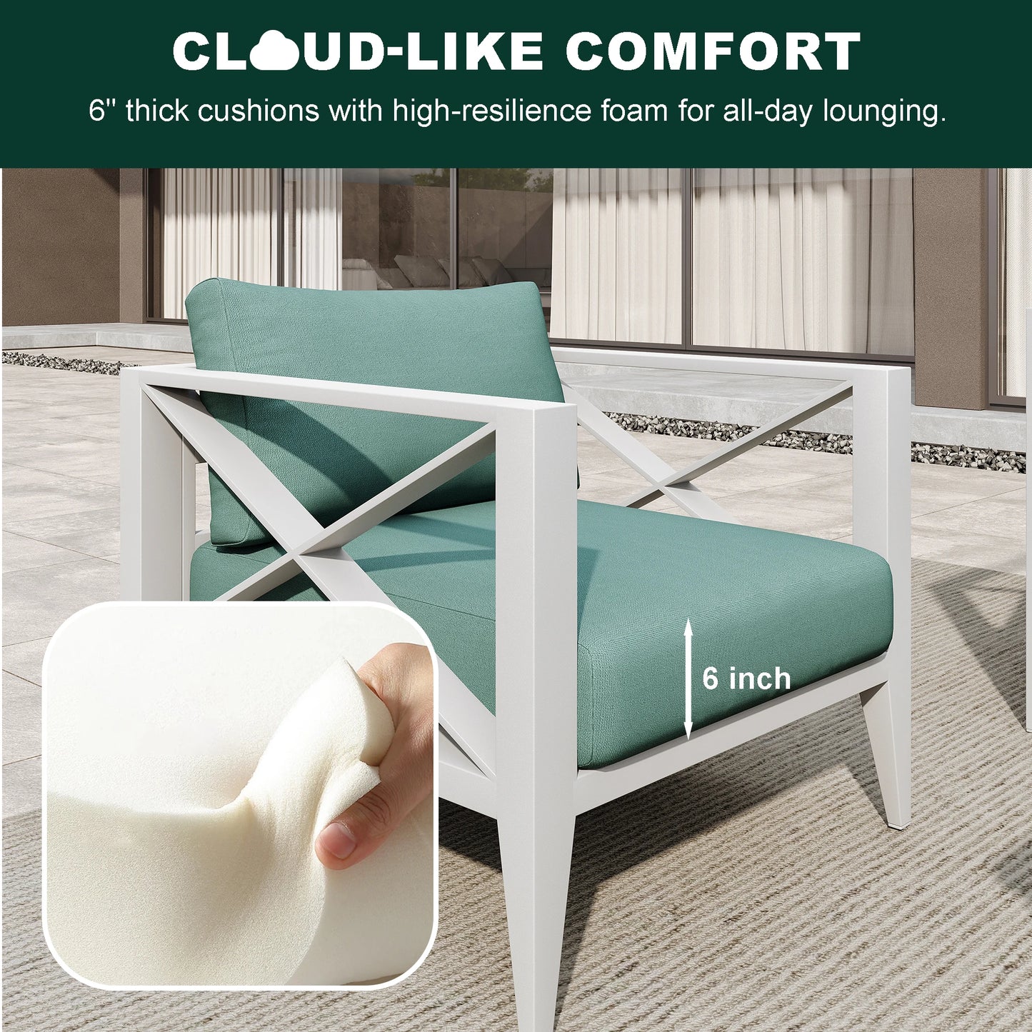 Aluminum Outdoor Furniture Set, Modern Patio Conversation Set Sectional with Coffee Table for Garden, Porch, Balcony, Yard