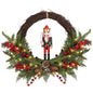 24" Christmas wreath  Christmas nutcracker wreath  Christmas nutcracker and berry wreath 30 LED Lights, Battery Operated Christm