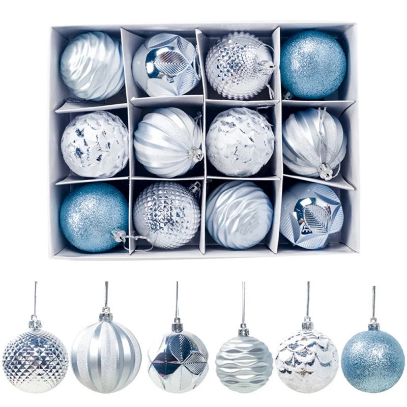 12pcs 6cm Assorted ChristmasTree Ball Ornament Set Multi Design