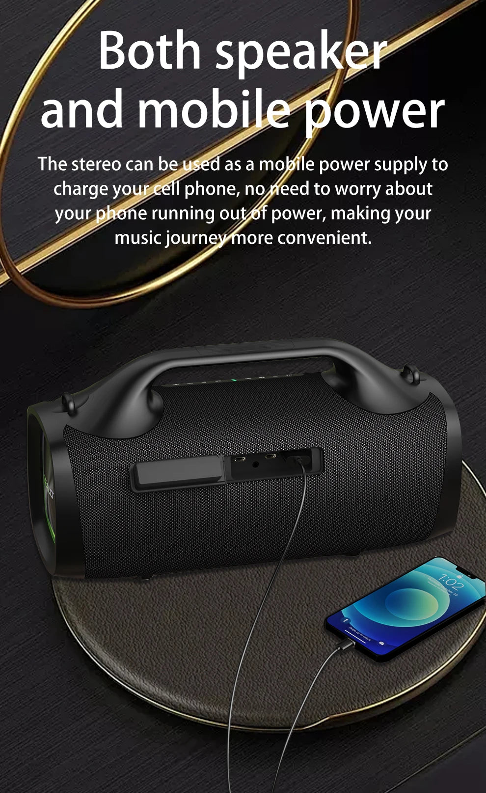 ZEALOT 100W Portable Bluetooth Subwoofer Speaker – 24000mAh Battery, RGB Lights, Waterproof, Wireless Pairing