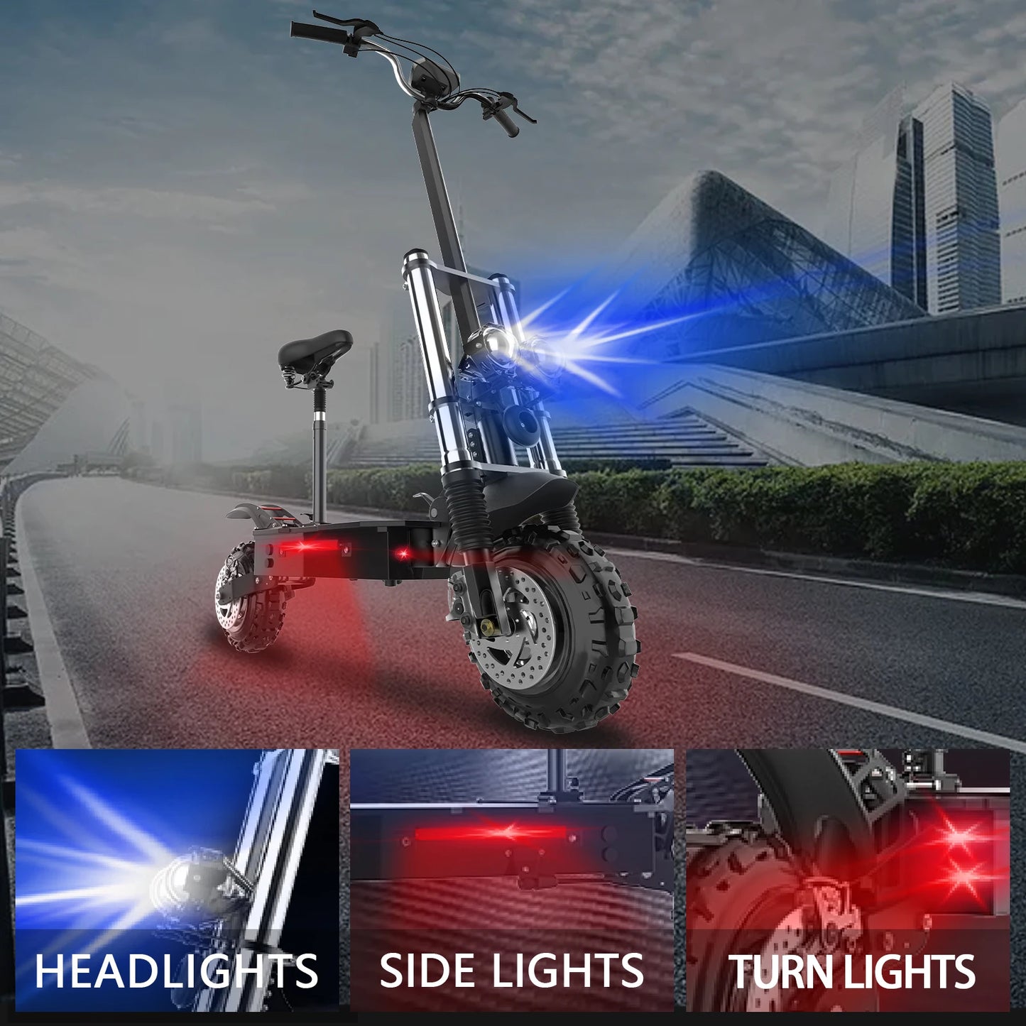 6000W 72V Electric Scooter – High-Speed Off-Road eScooter with Seat, Dual Drive, and LCD Display