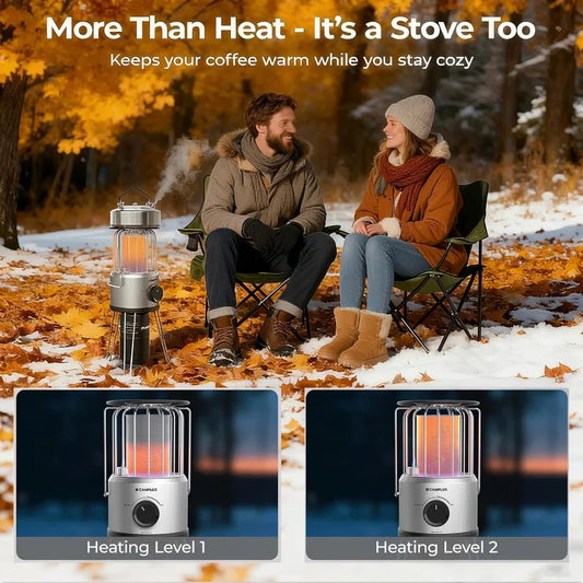 Camplux 2-in-1 Portable Propane Heater & Outdoor Stove – 8,500 BTU with Drink Warmer, Safety Shut-Off, and Carry Bag