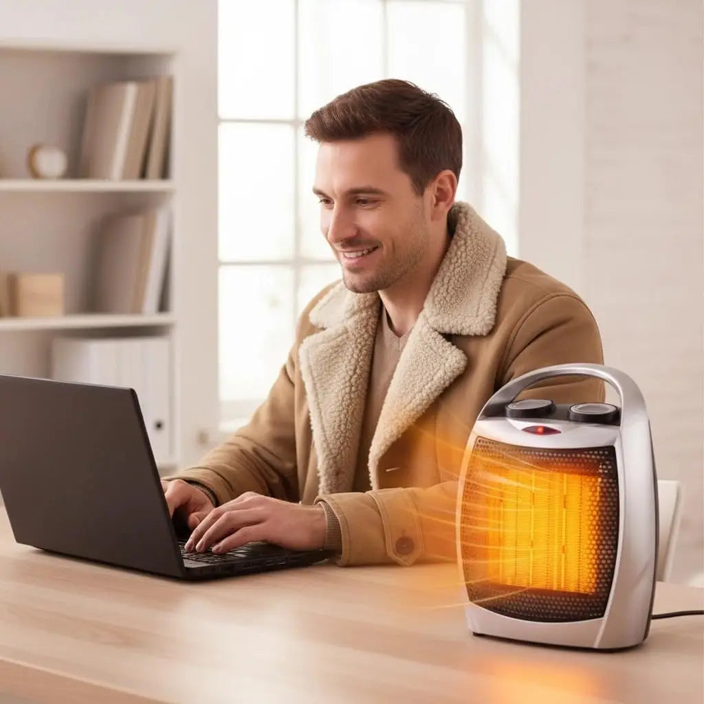 Portable Electric Space Heater for Home & Office – 1500W/750W Ceramic Desktop Heater with Thermostat, Tip-Over & Overheat Protection