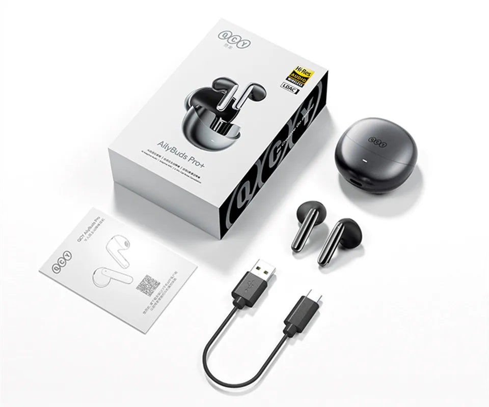 QCY HT10 AilyBuds Pro+ ANC Wireless Earphone Al Audio Hi-res with LDAC Bluetooth 5.3 Earbuds Adaptive ANC Multipoint Connection