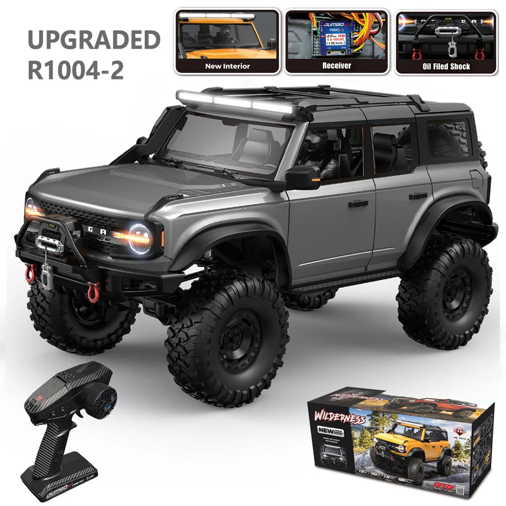 1/10 HB RC Crawler 4WD RTR Rock Off-Road Vehicle – Metal Gears, LED Lights, 2-Speed, Remote Control Truck for Adults