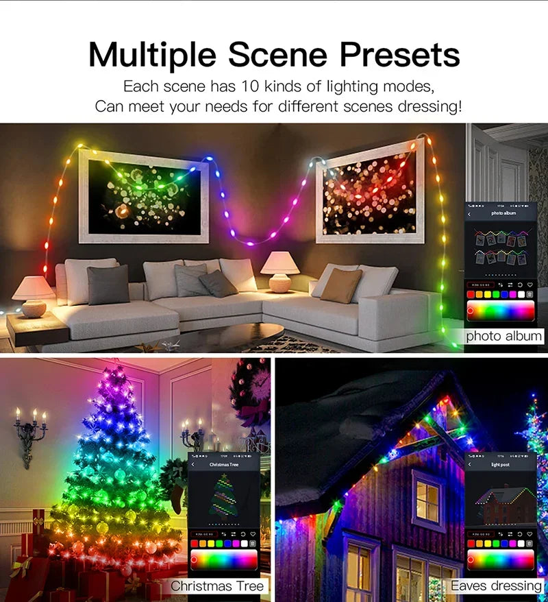 30M USB Smart RGB Christmas String Lights – Bluetooth APP Control, Waterproof Fairy Lights