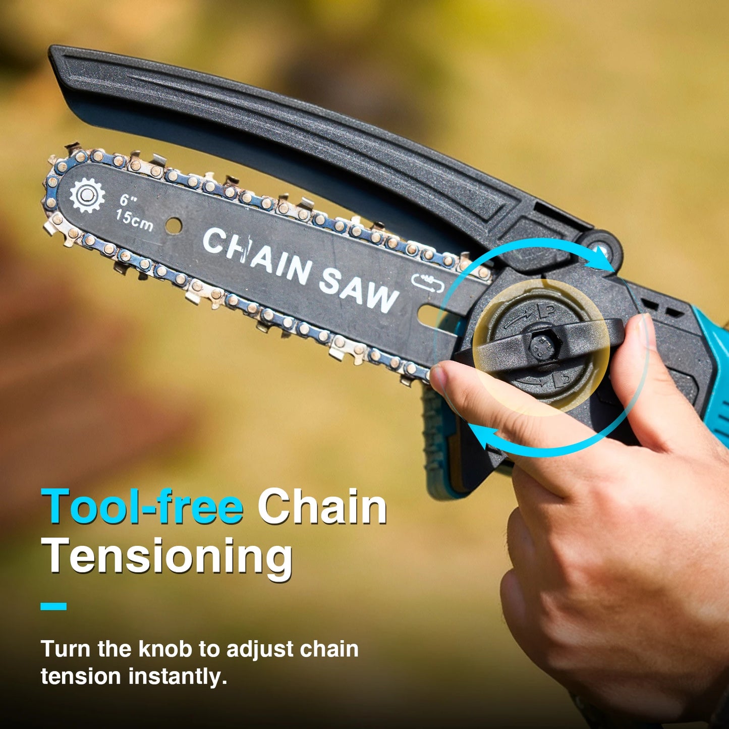 TaskStar 12" Cordless Electric Chainsaw with 2 x 4000mAh Batteries – Brushless Motor, Tool-Free Tensioning, Lightweight & Portable