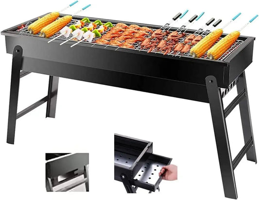Portable Charcoal Grill Folding BBQ for Camping Picnics Travel – 24" Lightweight Grill