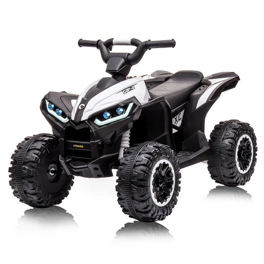 12V Kids Ride-On ATV Quad – Electric Four-Wheeler with Dual Motors, LED Lights, USB Music, and Treaded Tires for Ages 3–6