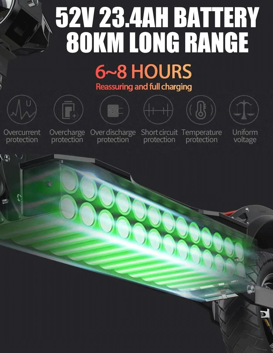 X750 Electric Scooter – 2500W Motor, 65km/h Speed, 80km Range, Dual Suspension, Disc Brakes, Foldable Frame