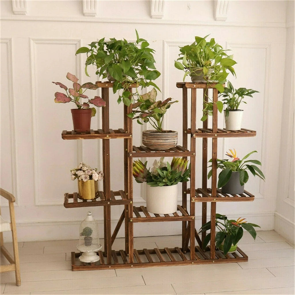 46" Multi-Tier Wooden Plant Stand – Indoor & Outdoor Flower Display Shelf