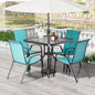 5-Piece Patio Dining Set Outdoor Furniture with Stackable Textilene Chairs & Glass Table