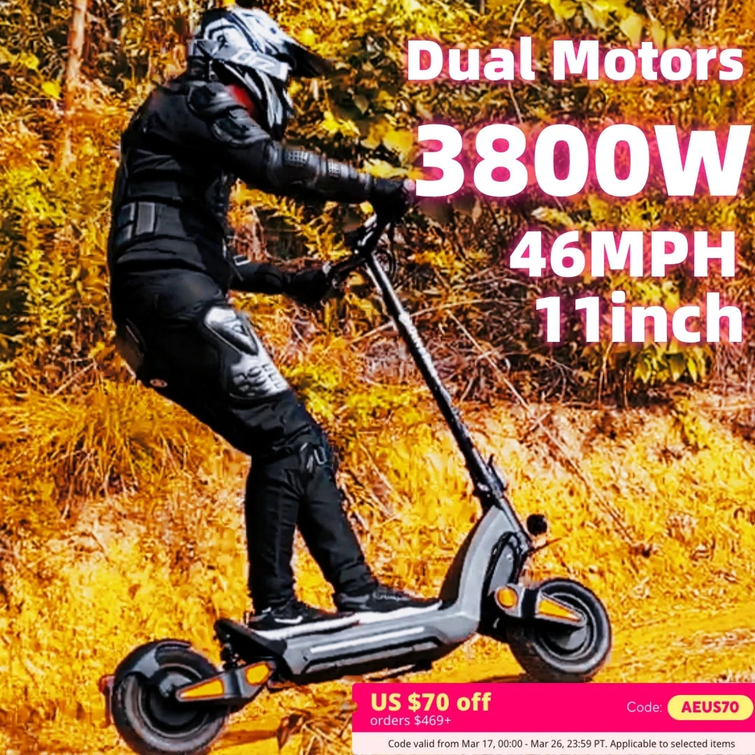 DT06 Dual Motor Electric Scooter – 2400W Power, 70KM/H Speed, 70KM Range, Hydraulic Suspension, Foldable Off-Road E-Scooter with NFC, LED Display & Turn Signals