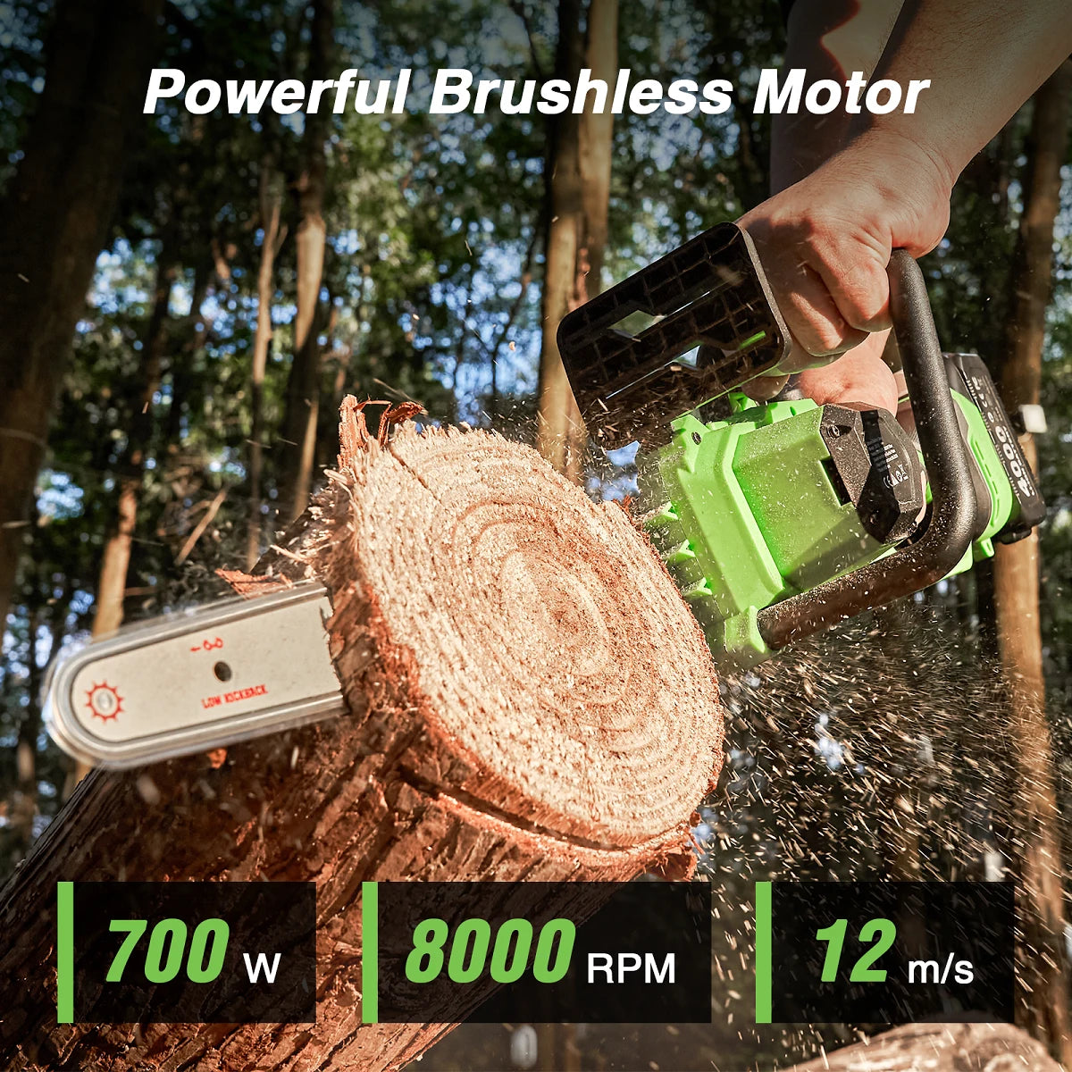 TaskStar 12" Cordless Electric Chainsaw with 2 x 4000mAh Batteries – Brushless Motor, Tool-Free Tensioning, Lightweight & Portable