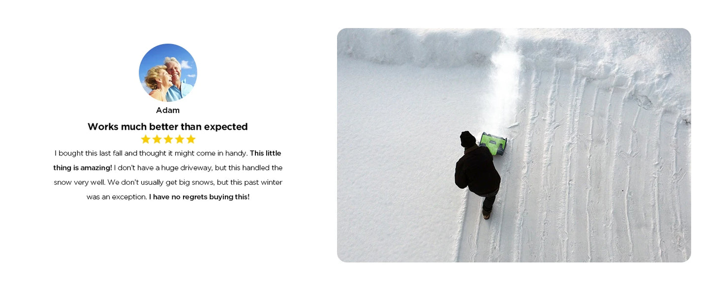 Deli 21V Cordless Snow Shovel with 4.0Ah Battery – 12" Clearing Width, 20FT Throw Distance, 60° Adjustable Chute & Lightweight Design