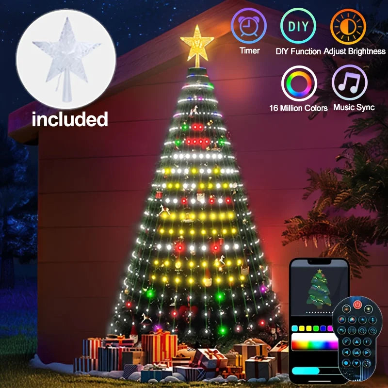 Smart WiFi 400 LED Music Sync APP Indoor Outdoor Waterproof Christmas Tree Lights DIY Pattern