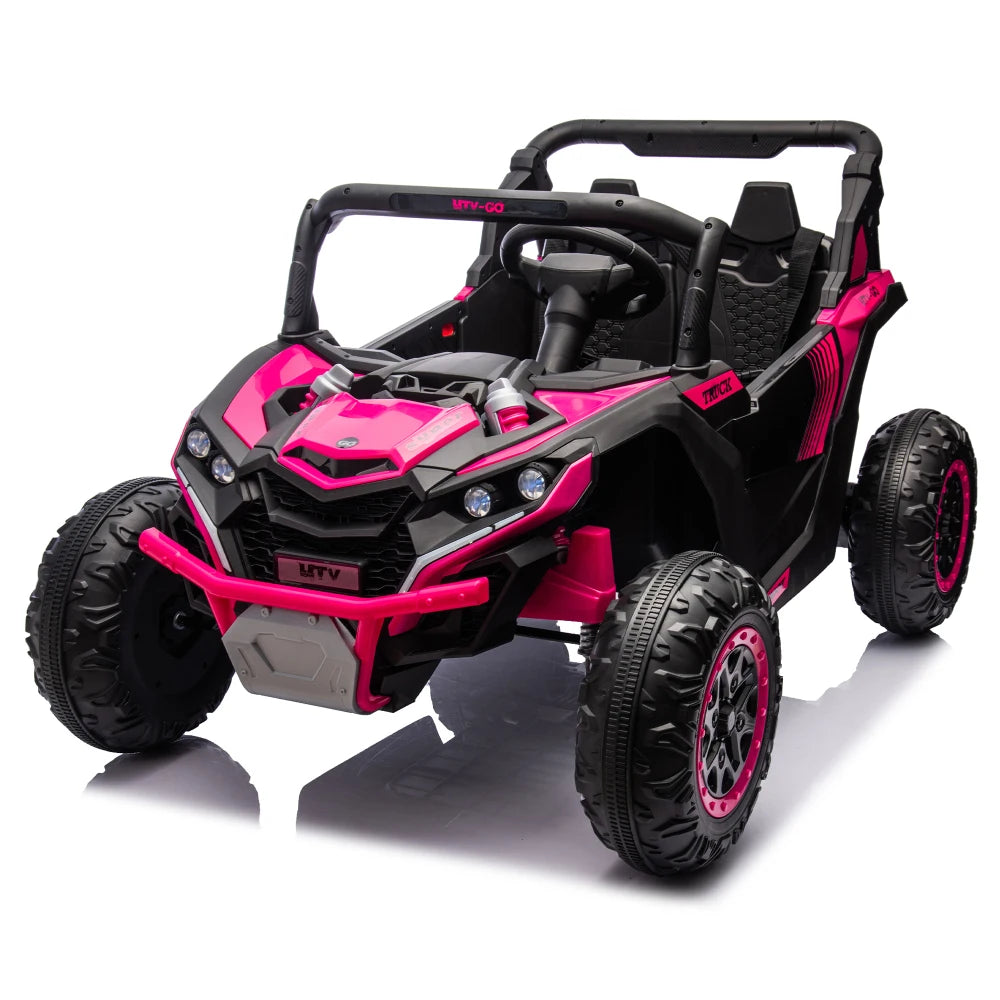 24V Two-Seater Electric Ride-On UTV for Kids – Remote Control, 4-Wheel Suspension, Slow Start & Big Wheels for Ages 3+