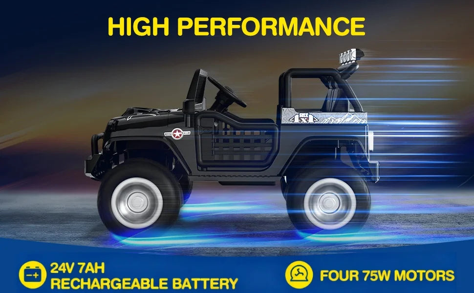 IGIANT 24V 2-Seater Kids Ride-On Truck – Remote Control, Bluetooth, Music, Suspension, LED Lights, 3-Speed Electric Car