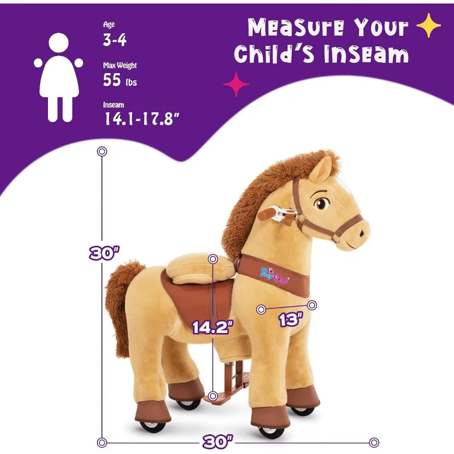 PonyCycle Ride-On Horse Toy – Plush, No Battery, Kid-Powered Pony Ride for Ages 3–4