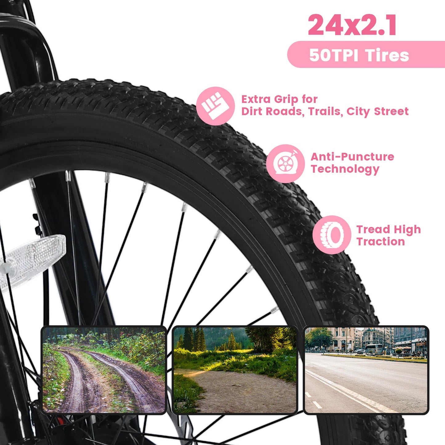 24/26” Women’s Mountain Bike – 21 Speed Steel Frame with Dual Disc Brakes